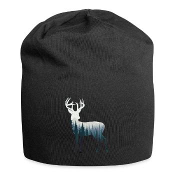 rot-hirsch blau natur berge wald T-Shirt - Jersey-Beanie - Schwarz - Vorne