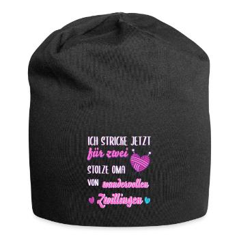 Oma von zwillingen Geburt stricken Geschenk - Jersey-Beanie - Schwarz - Vorne