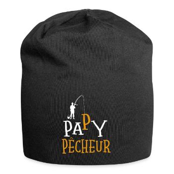 Papy Pêcheur Cadeau Drôle Humour Pêche Original - Bonnet en jersey - noir - Devant