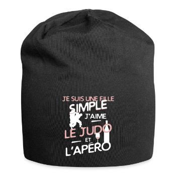 Judo - une fille simple - Bonnet en jersey - noir - Devant