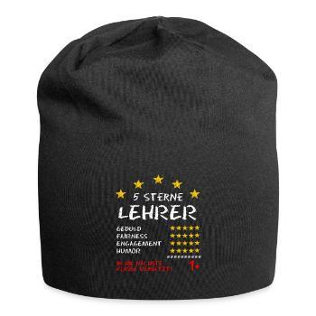 Lehrer Zeugnis Spruch 5 Sterne Lehrer - Jersey-Beanie - Schwarz - Vorne