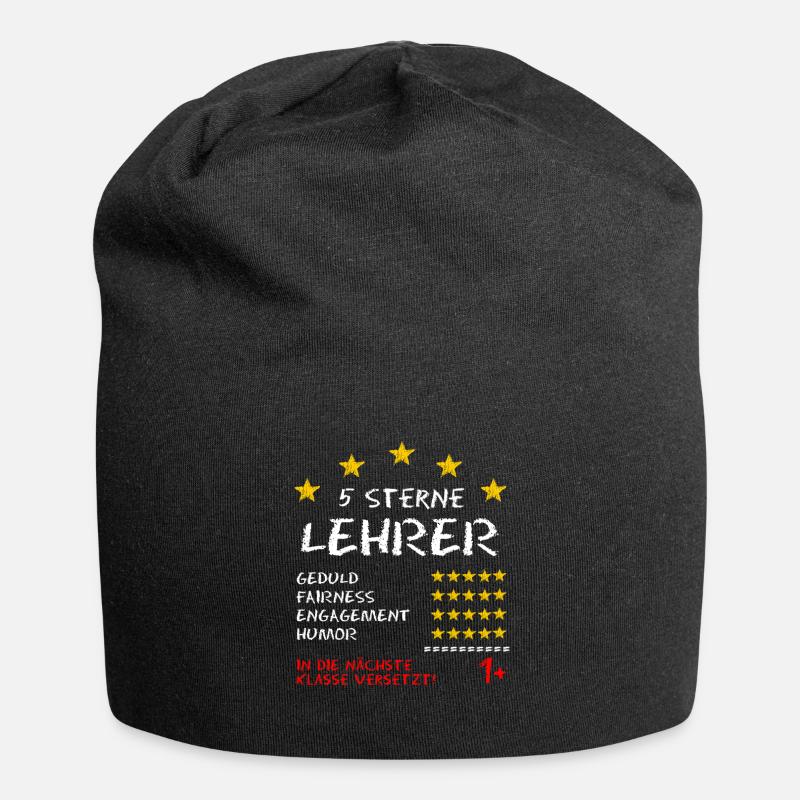 Lehrer Zeugnis Spruch 5 Sterne Lehrer - Jersey-Beanie - Schwarz