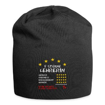 5 Sterne Lehrerin Zeugnis für die Beste Lehrerin - Jersey-Beanie - Schwarz - Vorne