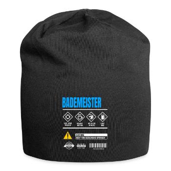 Bademeister Gebrauchsanweisung Warnhinweise - Jersey-Beanie - Schwarz - Vorne