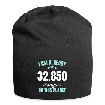 Already 32850 Days On This Planet 90th Birthday - Jersey-Beanie - Schwarz - Vorne