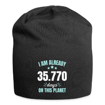 Already 35770 Days On This Planet 98th Birthday - Jersey Beanie - black - Front