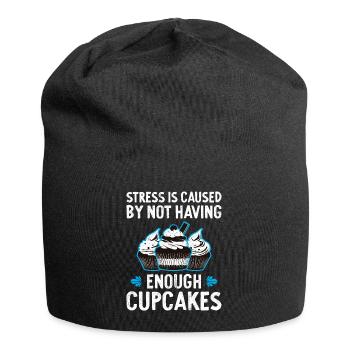 Stress Is Caused By Not Enough Cupcakes - Jersey Beanie - black - Front