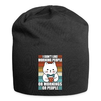Morning People Sarcasm Coffee Moody Cat - Jersey Beanie - black - Front