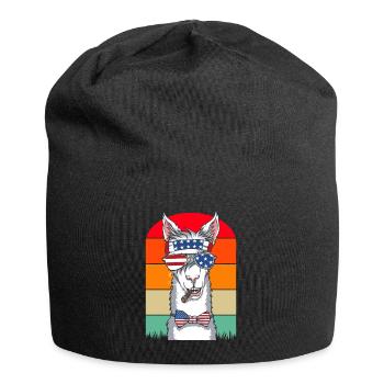Lama USA Amerikanische Llamas 4. Juli - Jersey-Beanie - Schwarz - Vorne