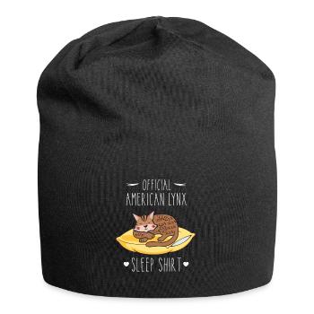 Schlafshirt: Schlafende American Lynx Katze - Jersey-Beanie - Schwarz - Vorne