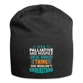 Travailleur social en soins palliatifs et en soins palliatifs - Bonnet en jersey - noir - Devant