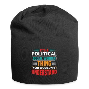 C’est un travailleur social politique - Bonnet en jersey - noir - Devant