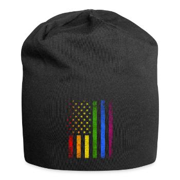 Bunte amerikanische Flagge LGBTQ Stolz - Jersey-Beanie - Schwarz - Vorne