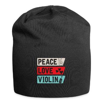 Peace Love Violin Musical Instrument - Jersey-Beanie - Schwarz - Vorne
