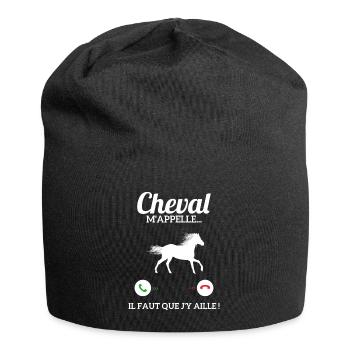 Mon Cheval M'appelle Il Faut Que J'y Aille - Bonnet en jersey - noir - Devant