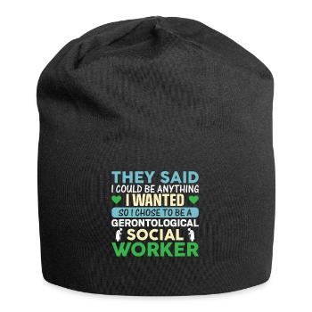 Travailleur social gérontologique Emploi Gérontologie - Bonnet en jersey - noir - Devant