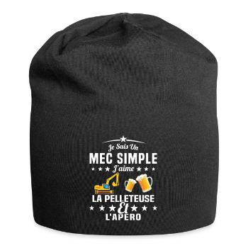 Un Mec Simple J'aime La Pelleteuse Et L'apéro - Bonnet en jersey - noir - Devant