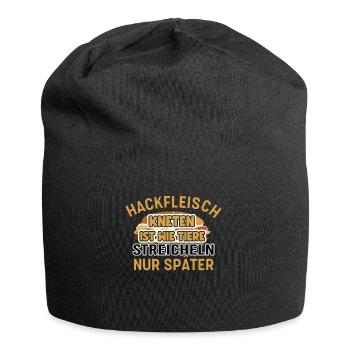 Kneading minced meat Animals petting butchers - Jersey Beanie - black - Front