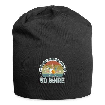 Ich war damals schon der Schnellste 50. Geburtstag - Jersey-Beanie - Schwarz - Vorne