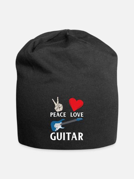 Peace Love Guitar Guitarist Guitar Lover - Jersey-Beanie - Schwarz
