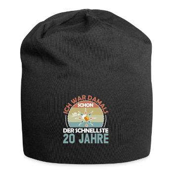 Ich war damals schon der Schnellste 20. Geburtstag - Jersey-Beanie - Schwarz - Vorne
