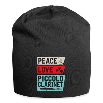 Peace Love Piccolo Clarinet Instrument - Jersey-Beanie - Schwarz - Vorne