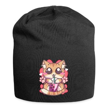 Kätzchen trinken Boba Tee Kawaii Anime - Jersey-Beanie - Schwarz - Vorne