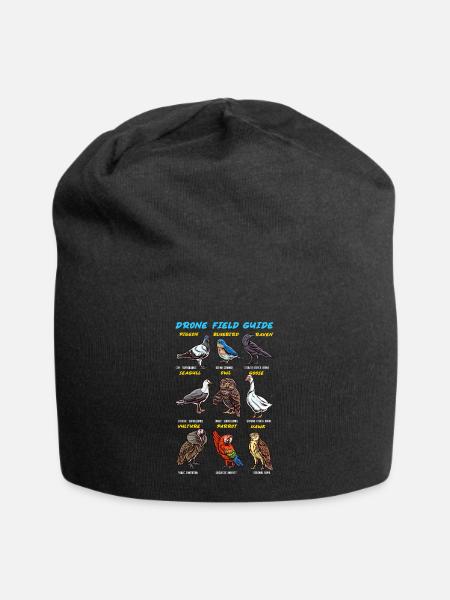 Bird Guide Drones Ducks Parrots Owls - Jersey Beanie - black