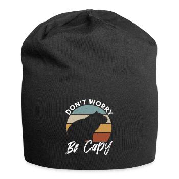 Tierliebhaber Happy Capybara - Jersey-Beanie - Schwarz - Vorne