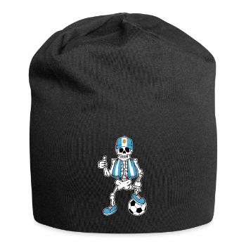 Argentinisches Fußballfan Skelett - Jersey-Beanie - Schwarz - Vorne