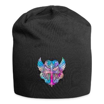 Croix du christianisme - Bonnet en jersey - noir - Devant