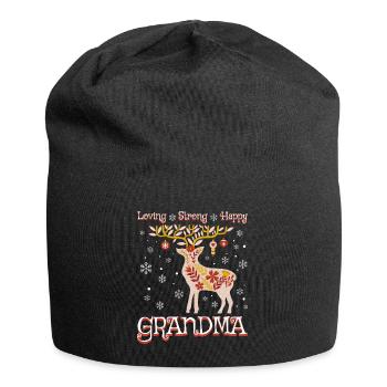 Christmas reindeer grandmother woman granny - Jersey Beanie - black - Front
