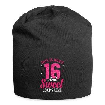 16. Geburtstag für Mädchen Tochter Sechzehn Geburtstag - Jersey-Beanie - Schwarz - Vorne