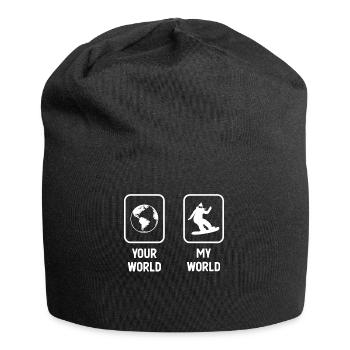 Your World My World - Female Snowboarding - - Jersey Beanie - black - Front