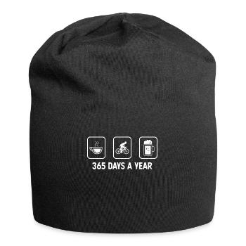365 jours par an - bière - homme à vélo - - Bonnet en jersey - noir - Devant