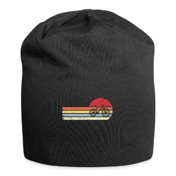 Sonne und Retro-Linien - E-Bike - - Jersey-Beanie - Schwarz - Vorne