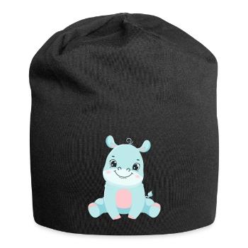 Hippo Family Mother Baby T-Shirt - Jersey Beanie - black - Front