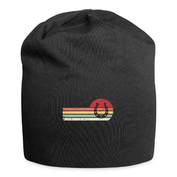 Soleil et lignes rétro - Houe à cheval - - Bonnet en jersey - noir - Devant