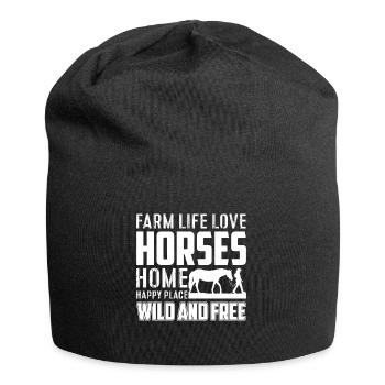 Farm Life Love Horses Home Happy Place Wild And Ven - Bonnet en jersey - noir - Devant