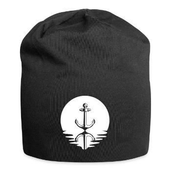 Kreis und Reflexion - Anker - - Jersey-Beanie - Schwarz - Vorne