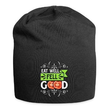 Eat well fell good - Jersey Beanie - black - Front