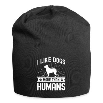 Ich mag Hunde mehr als Menschen - Jersey-Beanie - Schwarz - Vorne