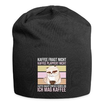 Katze Morgenmuffel Kaffee Kaffeliebe - Jersey-Beanie - Schwarz - Vorne