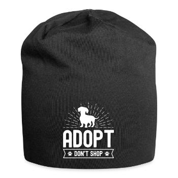 Adoptieren, nicht einkaufen - Jersey-Beanie - Schwarz - Vorne