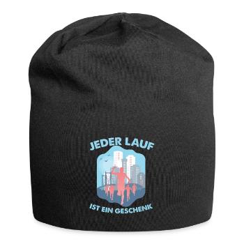 Jeder Lauf ist ein Geschenk - Jersey-Beanie - Schwarz - Vorne