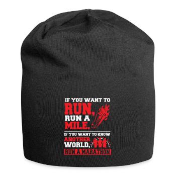 Marathon: Lerne eine andere Welt kennen! - Jersey-Beanie - Schwarz - Vorne