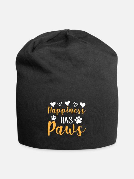 Happiness Has Paws - Herzen und Pfoten - Jersey-Beanie - Schwarz
