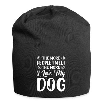 Je mehr Menschen ich treffe, desto mehr liebe ich - Jersey-Beanie - Schwarz - Vorne