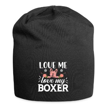 Liebe mich liebe meinen Boxer - Hund - Blumen - Pf - Jersey-Beanie - Schwarz - Vorne