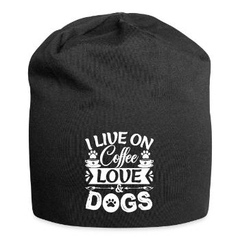 Ich lebe von der Kaffeeliebe _ Hunde - Jersey-Beanie - Schwarz - Vorne